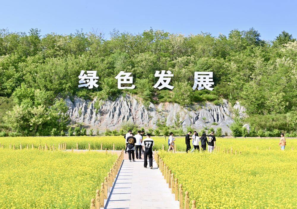 5月25日，来自辽宁科技大学的师生在大孤山铁矿矿山生态园参观游览。新华社记者 吴青昊 摄